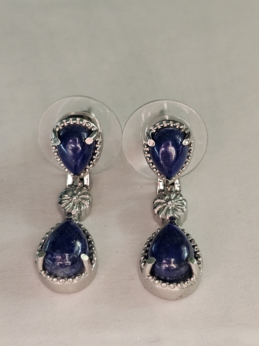 Vintage Lapis Lazuli Teardrop Dangle Earrings – 316L Stainless Steel